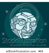 Vector Illustration of a Man's Face on the Moon in Outer Space by AtStockIllustration