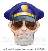 Vector Illustration of a Mean White Male Police Officer Wearing Sunglasses by AtStockIllustration