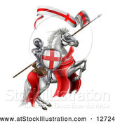 Vector Illustration of a Medieval Knight, Saint George, on a White Horse by AtStockIllustration