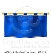 Vector Illustration of a Medieval Royal Blue Banner Falg on a Gold Rod by AtStockIllustration