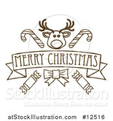 Vector Illustration of a Merry Christmas Banner Featuring Reindeer, Crackers and Candy Canes by AtStockIllustration