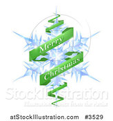 Vector Illustration of a Merry Christmas Greeting Banner Around a Snowflake by AtStockIllustration