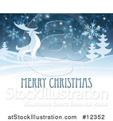 Vector Illustration of a Merry Christmas Greeting with a Reindeer in the Snow by AtStockIllustration