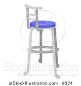 Vector Illustration of a Metal Stool with a Blue Seat by AtStockIllustration