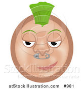 Vector Illustration of a Mohawk Emoticon with Safety Pin Nose Piercing - Tan Version by AtStockIllustration