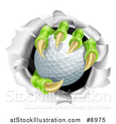 Vector Illustration of a Monster Claws Holding a Golf Ball and Ripping Through a Wall by AtStockIllustration