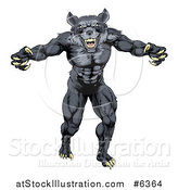 Vector Illustration of a Muscular Aggressive Black Wolf Man Attacking by AtStockIllustration