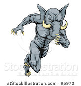 Vector Illustration of a Muscular Aggressive Elephant Man Mascot Running Upright by AtStockIllustration