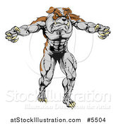 Vector Illustration of a Muscular Bulldog Mascot Standing Upright by AtStockIllustration