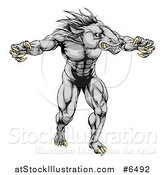 Vector Illustration of a Muscular Fierce Horse Man Mascot with Claws by AtStockIllustration