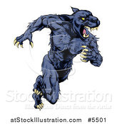 Vector Illustration of a Muscular Panther Mascot Running Upright by AtStockIllustration