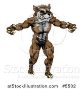 Vector Illustration of a Muscular Raccoon Mascot Standing Upright by AtStockIllustration