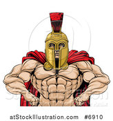 Vector Illustration of a Muscular Spartan Warrior with a Bare Chest and Hands on His Hips by AtStockIllustration