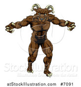 Vector Illustration of a Muscular Threatening Ram with Claws by AtStockIllustration