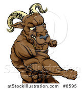 Vector Illustration of a Muscular Tough Angry Ram Man Punching by AtStockIllustration