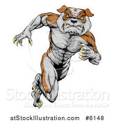 Vector Illustration of a Muscular Tough Bulldog Man Mascot Running Upright by AtStockIllustration