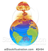Vector Illustration of a Mushroom Cloud Explosion on Earth by AtStockIllustration