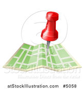 Vector Illustration of a Navigation Pin over a Map by AtStockIllustration