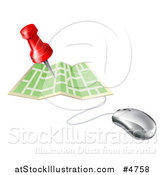 Vector Illustration of a Navigation Pin over a Map with a Computer Mouse by AtStockIllustration