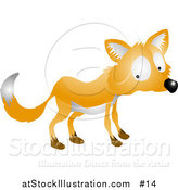 Vector Illustration of a Nervous or Shy Fox Looking Back over His Shoulder by AtStockIllustration