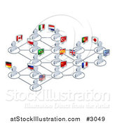 Vector Illustration of a Network of 3d Avatar People with Flags by AtStockIllustration