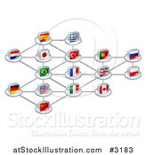 Vector Illustration of a Network of 3d National Flags by AtStockIllustration