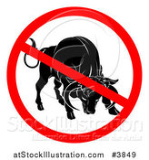 Vector Illustration of a No Bull Prohibited Symbol over a Cow by AtStockIllustration