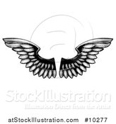 Vector Illustration of a Pair of Black and White Etched Wings by AtStockIllustration