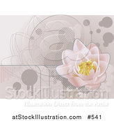 Vector Illustration of a Pale Pink Lotus Waterlily Grunge Background by AtStockIllustration