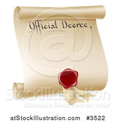 Vector Illustration of a Paper Scroll Official Decree and Red Wax Seal by AtStockIllustration