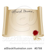 Vector Illustration of a Paper Scroll Official Decree with a Red Wax Seal and Copyspace by AtStockIllustration