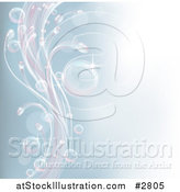 Vector Illustration of a Pastel Blue Background with Air Bubbles and Waves by AtStockIllustration