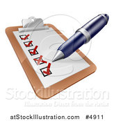 Vector Illustration of a Pen Checking of Boxes on a Survey on a Clipboard by AtStockIllustration