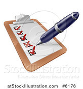 Vector Illustration of a Pen Checking off a List on a Clipboard by AtStockIllustration