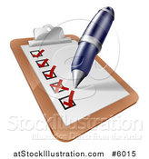 Vector Illustration of a Pen Checking off Items on a Clipboard by AtStockIllustration