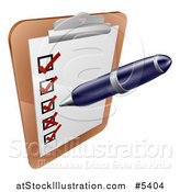 Vector Illustration of a Pen Checking on Items on a Clipboard by AtStockIllustration