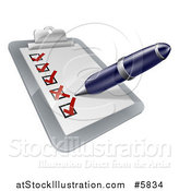 Vector Illustration of a Pen Checking on Items on a Clipboard by AtStockIllustration