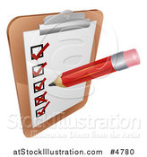 Vector Illustration of a Pencil Filling out a Survey on a Clipboard by AtStockIllustration