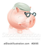 Vector Illustration of a Pension Piggy Bank with Glasses and a Hat by AtStockIllustration