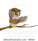 Vector Illustration of a Perched Owl Presenting with His Wings from a Tree Branch by AtStockIllustration