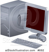 Vector Illustration of a Personal Desktop Computer with a Flat Screen by AtStockIllustration