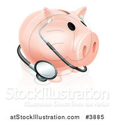 Vector Illustration of a Piggy Bank with a Stethoscope by AtStockIllustration