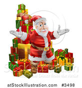 Vector Illustration of a Pile of Presents with Santa by AtStockIllustration