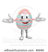 Vector Illustration of a Pink and Blue Easter Egg Mascot by AtStockIllustration