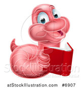 Vector Illustration of a Pink Earthworm Holding a Book by AtStockIllustration