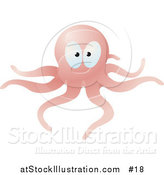 Vector Illustration of a Pink Octopus with Long Tentacles by AtStockIllustration