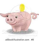 Vector Illustration of a Pink Pig Bank by AtStockIllustration