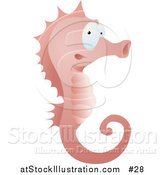 Vector Illustration of a Pink Swimming Seahorse by AtStockIllustration