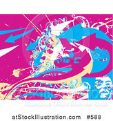 Vector Illustration of a Pink, White Blue and Yellow Abstract Background by AtStockIllustration