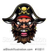 Vector Illustration of a Pirate Mascot Face with a Gold Tooth and Captain Hat by AtStockIllustration